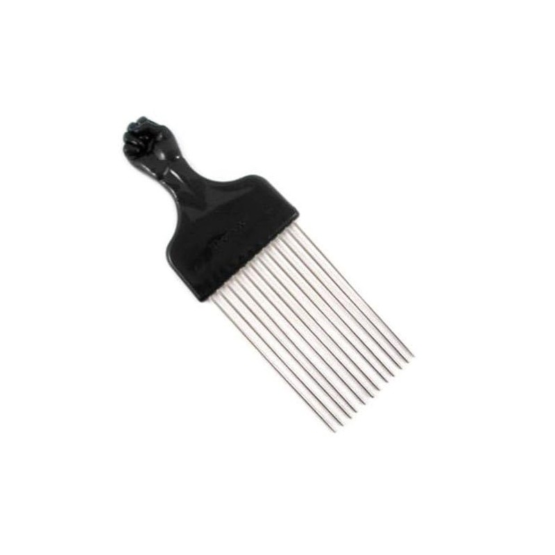 Afro Pick w/Black Fist - Metal African American Hair Comb