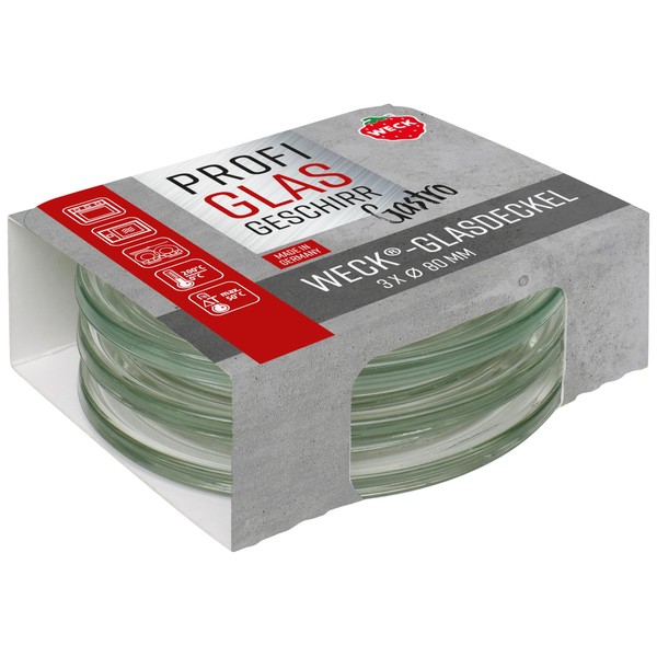 Weck 3er Set Gastropack 80 mm Gourmetdeckel (perfekte Kreationen, Backofengeeignet,