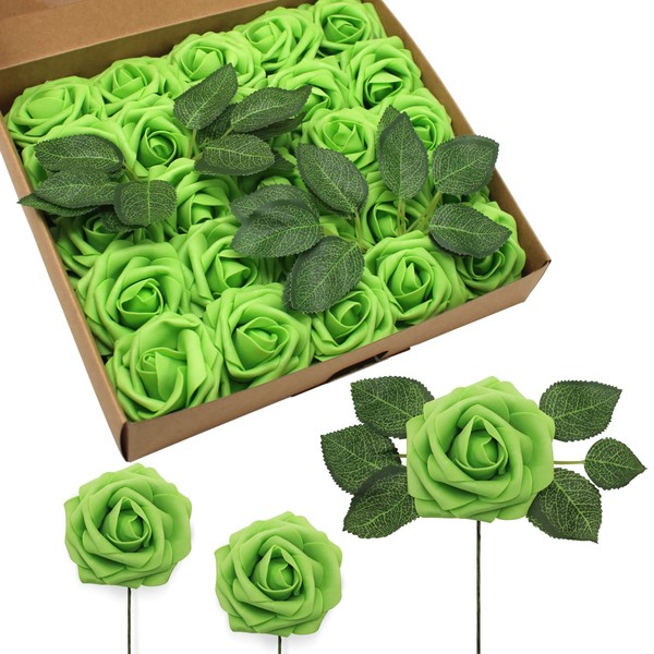 JOYLEX Artificial Flowers Realistic Roses, 25pcs Real Looking Fake Roses