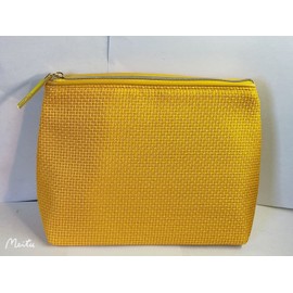 LANCOME NEW LANCOME WOVEN DESIGN Yellow Cosmetic Zippered MAKEUP BAG