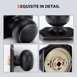 Haidms Oil Rubbed Bronze Closet Door Knobs Interior, Passage Interior Door knobs, Bronze Indoor Closet Doorknobs for Closet or Hall (6 Pack)