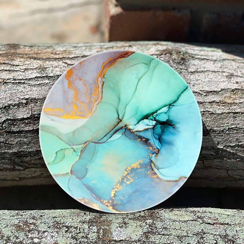 Lahome Marble Style Coasters - Round Drinks Absorbent Stone Coaster
