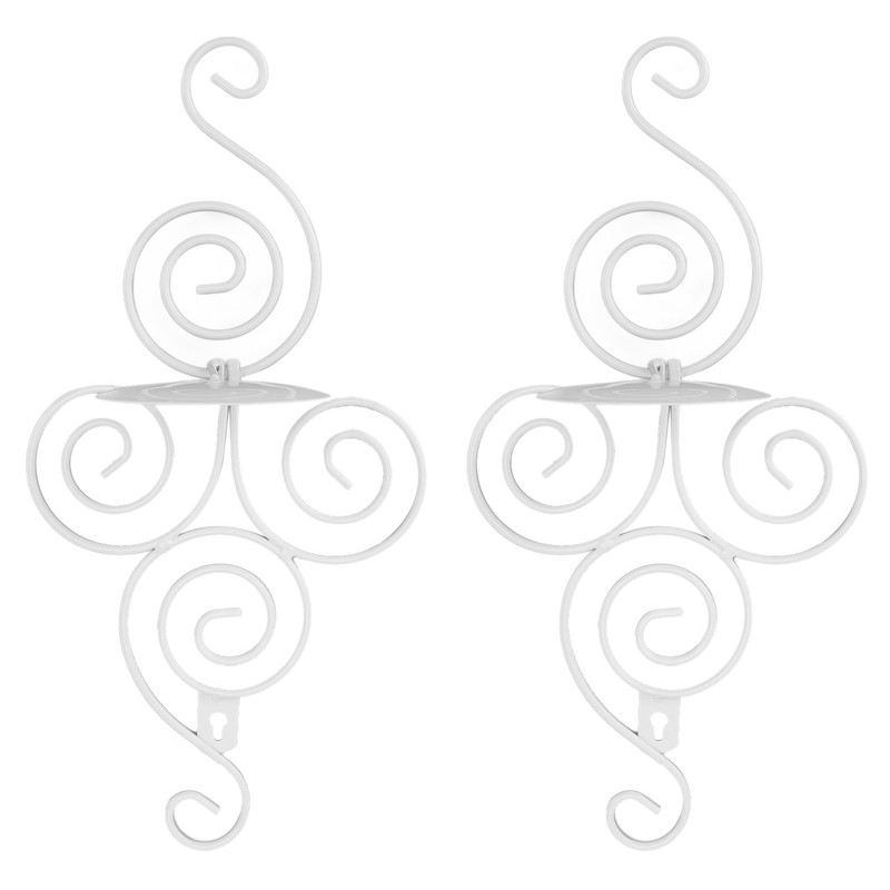 2 Sets Wall Candle Holder Foldable European Style Swirl Wrought