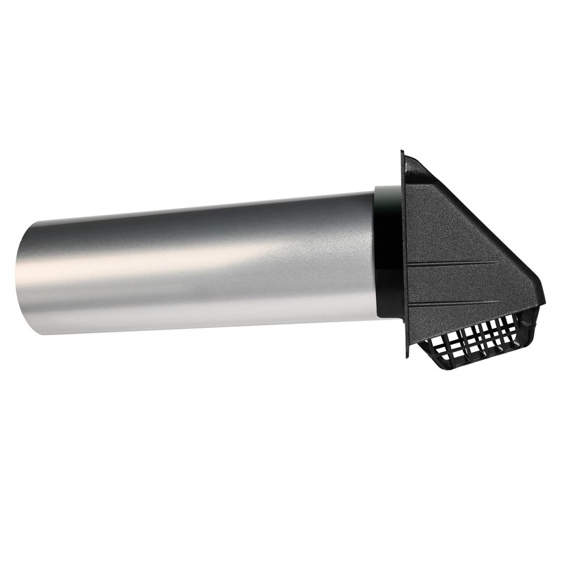 Deflecto Wide Mouth Dryer Vent Hood with Pipe, Bird Guard-Black