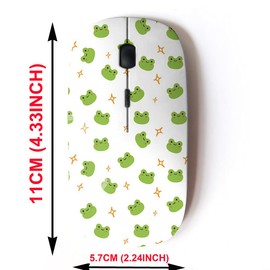 2.4G Wireless Mouse with Cute Pattern Design for All Laptops and Desktops with Nano Receiver - Frog White