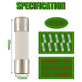 SIGANDG 16A 500V Ceramic Tube Fuse RT18-32 10 x 38 mm Cylindrical High Voltage Fuses (Pack of 10)