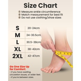 KEMFORD Ankle Compression Sleeve - Plantar Fasciitis Braces - Open Toe Compression Socks for Swelling, Sprain, Neuropathy, Foot Arch Support for Men and Women - 20-30mmhg, L, Black and White