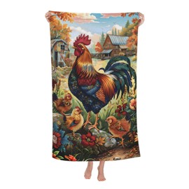 VANZEV Farm Rooster Beach Towel 31inx51in, Chicken Sand-Free Microfiber Bath Towel Ultra Soft Quick Dry Pool Towel Absorbent Towel Lightweight Towel for Swimming Bathroom Decor