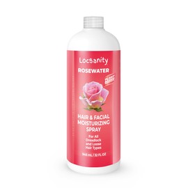 Locsanity Pure Rosewater Hair and Facial Spray – Jumbo Size Hydrating Face Mist to Soothe, Refresh, and Rejuvenate Skin, Reduce Oil and Buildup (32oz)