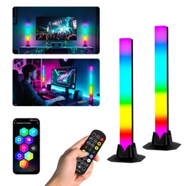 Monemey RGBIC LED Light Bar Pack of 2, TV Backlight, Music Sync with App & 2.4G Remote Control USB Ambient Light Bar for Gaming PC TV Decoration, 32 cm