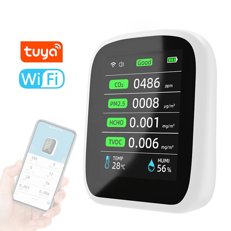 Tuya Wifi Portable Air Quality Meter 8in1 PM1.0 PM2.5 PM10