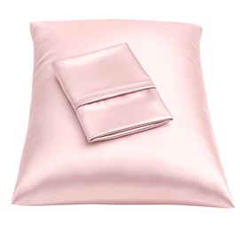 BLISSFORD Pink Satin Pillowcase with Zipper, for Hair and Skin Care, Feels Soft and Cool Like a Silk Pillowcase, Satin Pillow Cases 2 Pack, Slik Pillow Cover, Queen Size - Set of 2