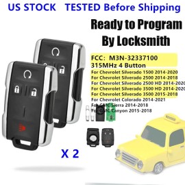 KEYECU 2xFit For 2014 2015 2016 2017 GMC Sierra Entry Remote Start Key Fob M3N-32337100