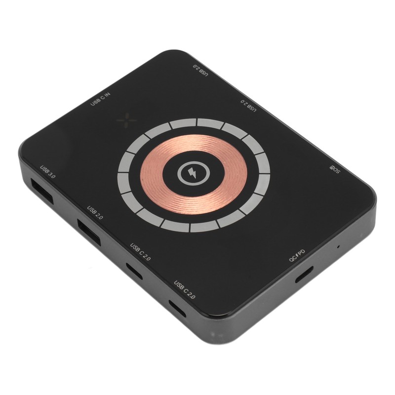 USB C Hub Magnetic Wireless Charging Storage Card Slot Aluminium