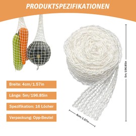 Cosswe Ham Net, White Roasting Net, Rolled Roast Net, Smoking Net, Meat Net for Rolled Roasting, Cotton Mesh, Storage, Roasting Net, Calibre, 16 Elastic (5 m)
