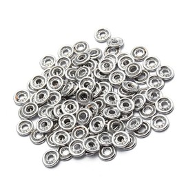 Snap Poppers Fasteners Prong Ring Press Studs Buttons with Fixing Plier for Clothes Sewing, Bibs, Rain Coat Crafting (100x Silver Button)