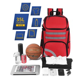 TRAILKICKER Basketball Backpack Men Fit Soccer Volleyball Multifunctional Sports Backpack Training Equipment Bag for Team School