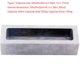 Graphite Ingot Mold, High Purity Refining Graphite, Melting Casting Mould for Gold Silver Aluminum Copper Brass Zinc Plumbum and Alloy Metals (7.09x2.17x1.77inch/3000gGold)