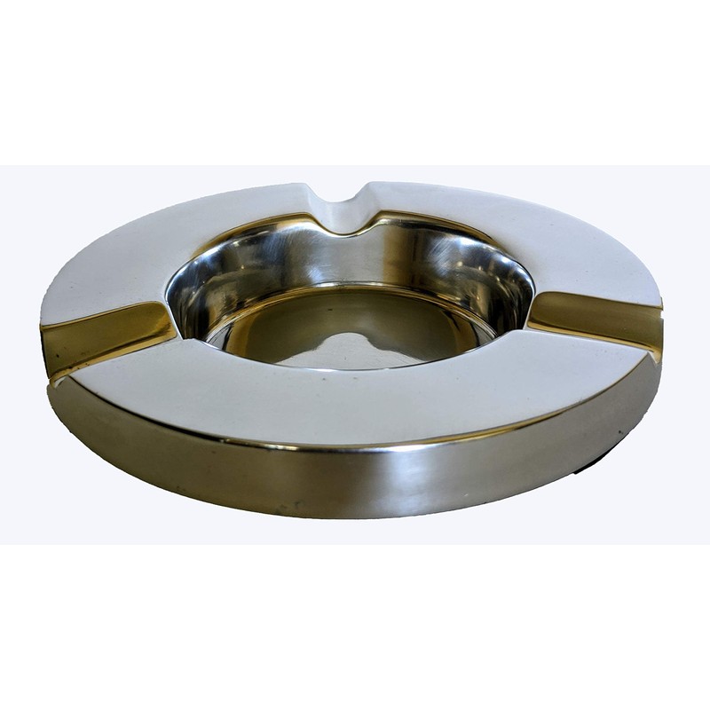 Aluminum Ashtray Premium Polished - Round For Smoking Cigars -