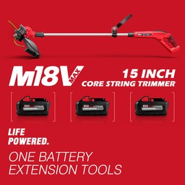 15 INCH Weed Wacker Compatible with Milwaukee 18V Batteries, Cordless String Trimmer & Edger, Brushless Motor, Extendable Pole, Extra Complimentary Weeding Rope *1 (Battery NOT Included)