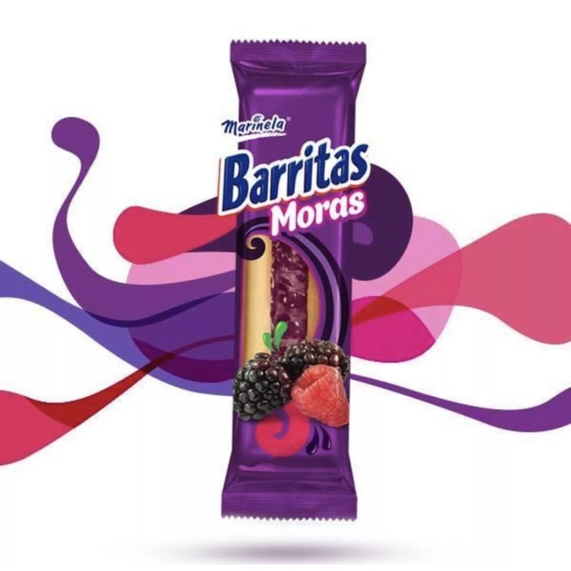 Marinela 2 CAJAS DE BARRITAS MARINELA SABOR MORAS - BLACKBERRY