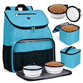 BAGLHER丨Dog Travel Bag, Airline Approved Pet Supplies Backpack, Dog Travel Backpack with 2 Silicone Collapsible Bowls and 2 Food Baskets