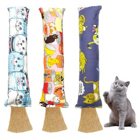 SILFGRLF 3PCS Catnip Toys for Cat, Catnip Toy Gifts for Indoor Cats, Cartoon Printed Catnip Toy with Tassels, Cat Chew Toys Kitten Kitty Pillow, Bite Resistant Products for Cats
