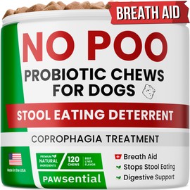 Pawsential No Poo Chews for Dogs - Coprophagia & Stool Eating Deterrent with Probiotics, Digestive Enzymes & Breath Aid Support - Stop Dog Poop Eating - Made in USA - 120 Soft Chews