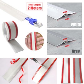 Flexible Cord Hider Cable Management Cord Covers for Wires on Wall Floor(White)
