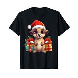 Meerkat Wearing Santa Hat Christmas Stuffed Animal T-Shirt