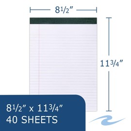 Roaring Spring Case of 72 of Legal Pads, 8.5"x11.75", 40 sheets of 15# Recycled White Paper Per Pad, Micro-Perforated