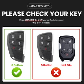 OLLEN Screws-Free Premium Leather for Key Fob Cover, Fit for GMC Yukon Denali Sierra Chevy Silverado Suburban Tahoe Buick 2021-2026~, Key Holder Protector, 6 Buttons, Brown