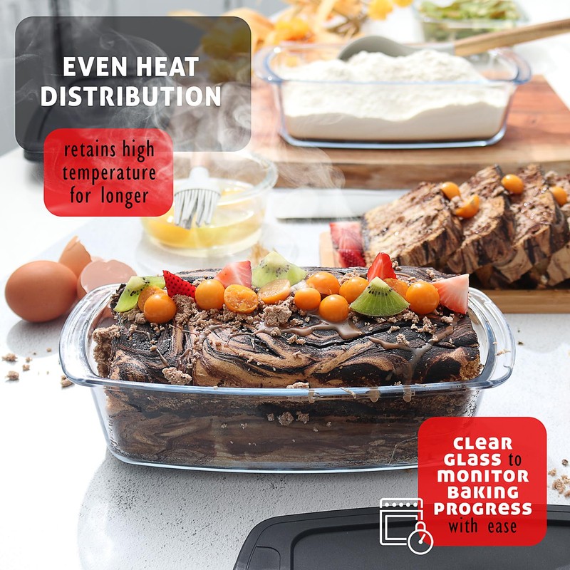 EATEX Glass Bread Pans for Homemade Bread Baking, 1.9 Quart