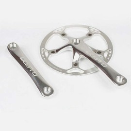 Folding Bike Square Bicycle Crank Crankset BCD130 Single 45/47/53/56/58T Chainwheel Aluminum Alloy Crankset (Silver, 56T)