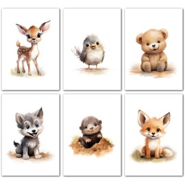 Lavema Children's Room Pictures | Baby Room Decoration Happy Forest Animals | Poster A4 without Picture Frame | Wall Pictures Boys Girls | Children's Room Wall Decoration Animal Pictures