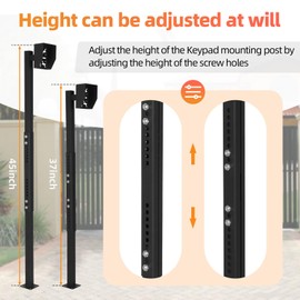 Dreamtrue Universal Keypad Mounting Post with Waterproof Cover, Height Adjustable from 37“ - 45”, Upright Keypad Mounting Base for Outdoor Automatic Door Opening Systems