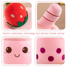 Lithyc Cartoon Bubble Tea Cuddly Toy, for Great Gift for Boys and Girls (24 cm - Pink)