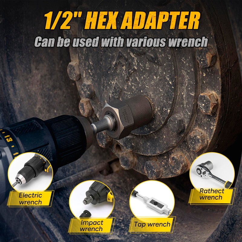 Topec Bolt Extractor Kit Heavy Duty, 9-Piece 1/2'' Drive Deep