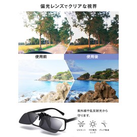 ZesMark Polarized Sunglasses, Flip Up Type, Clip-on Sunglasses, Glasses Wipe, Case Included, UV Protection, UV Protection, green (dark green)