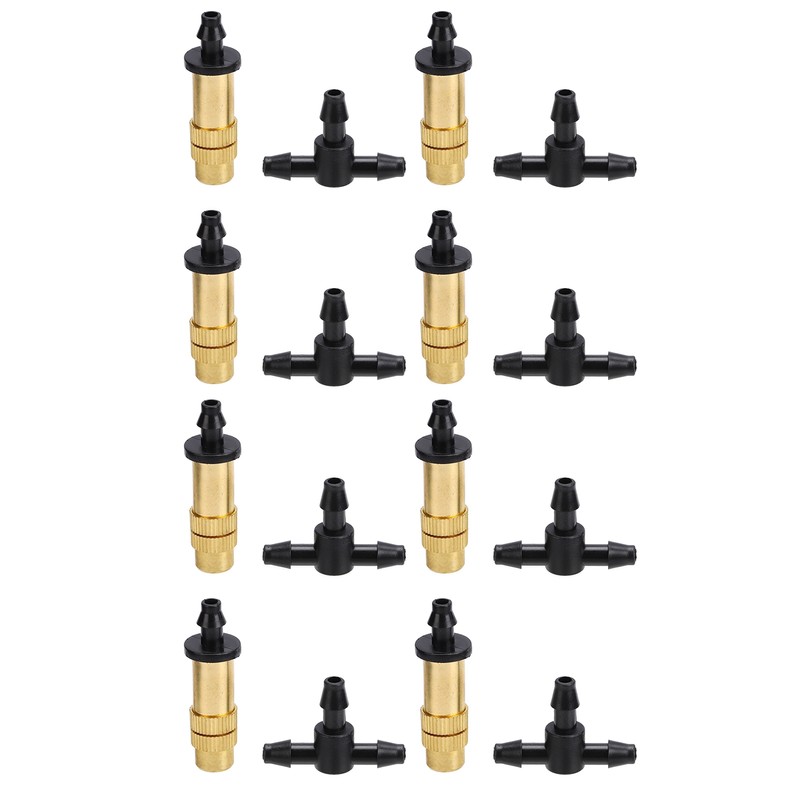 30Pcs Adjustable Copper Atomizing Nozzles with Tee Connectors Garden Cooling