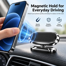 Magnetic Car Phone Holder for Driving – Compact Magnet Mount with Adhesive Base for Convenient In-Car Phone Viewing
