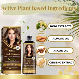 Kokila Shampoo Hair Colour - Dark Brown 400ml for Women and Men | Natural Extracts | Colours Hair in Minutes | Ammonia Free, Paraben Free - 10 Pair Free Gloves