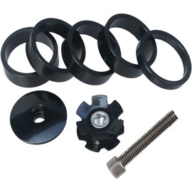 MEISO 8 pezzi per manubrio da 1 1/8", distanziatore di direzione in alluminio, rondelle di attacco per bicicletta da strada (nero)