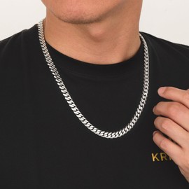 KRKC&CO Men’s Chain Necklace, Stainless Steel Cuban Link Chains 8mm, Anti-Tarnish Nickel-Free Diamond-Cut, Gold chain Silver Chain for Man Unisex (8mm-Stainless Steel-DiamondCut, 20)