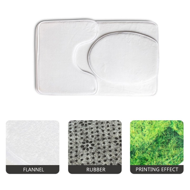 UNICEU Grey White Marble 3 Piece Bathroom Rug Set Includes