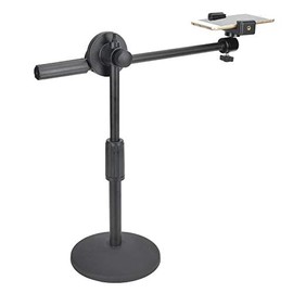 Phone Photography Video Bracket Stand,360° Free Rotate Foldable Arm Overhead Low Angle Photo Shooting Live Recording Desktop Mount Stick Holder Extension Rod Pole,with 5.3-10cm Phone Clip