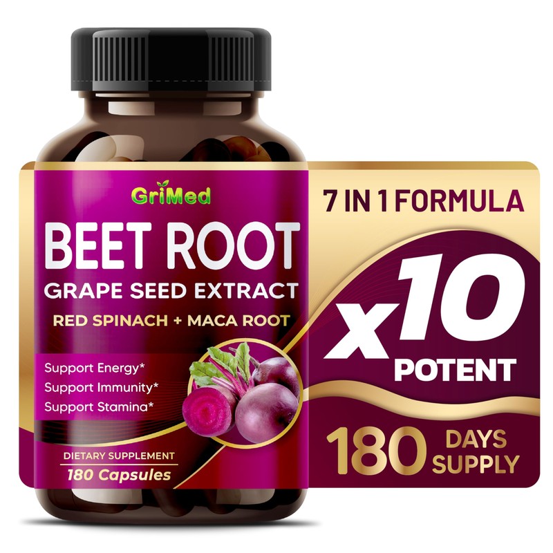 GriMed Beet Root with Grape Seed Extract, Maca Root, Red
