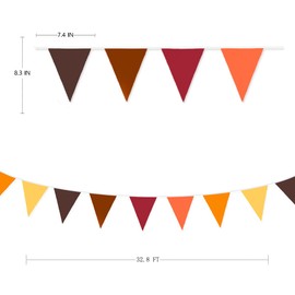 PinkBlume Brown Orange Yellow Triangle Flag Fall Pennant Banner Party Decoration Approximately 32.8 ft (10 m) Long for Birthday Decoration, Wedding, Cloth Garland, Camping, Decoration, Birthday Decoration, Flag, Thanksgiving Harvest, Outdoor Flag, Decora
