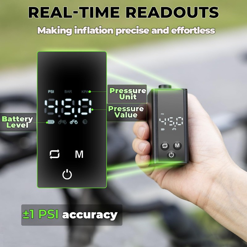 Tiny Electric Bike Pump, 120g，Max 120PSI