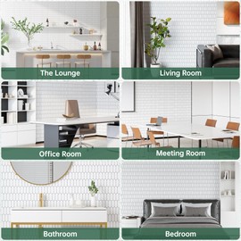 VallisCo Peel and Stick Backsplash, 20-Pack Thickened Stick on Scalloped Subway Tiles, Faux Ceramic Tiles for Kitchen, Bathroom, White